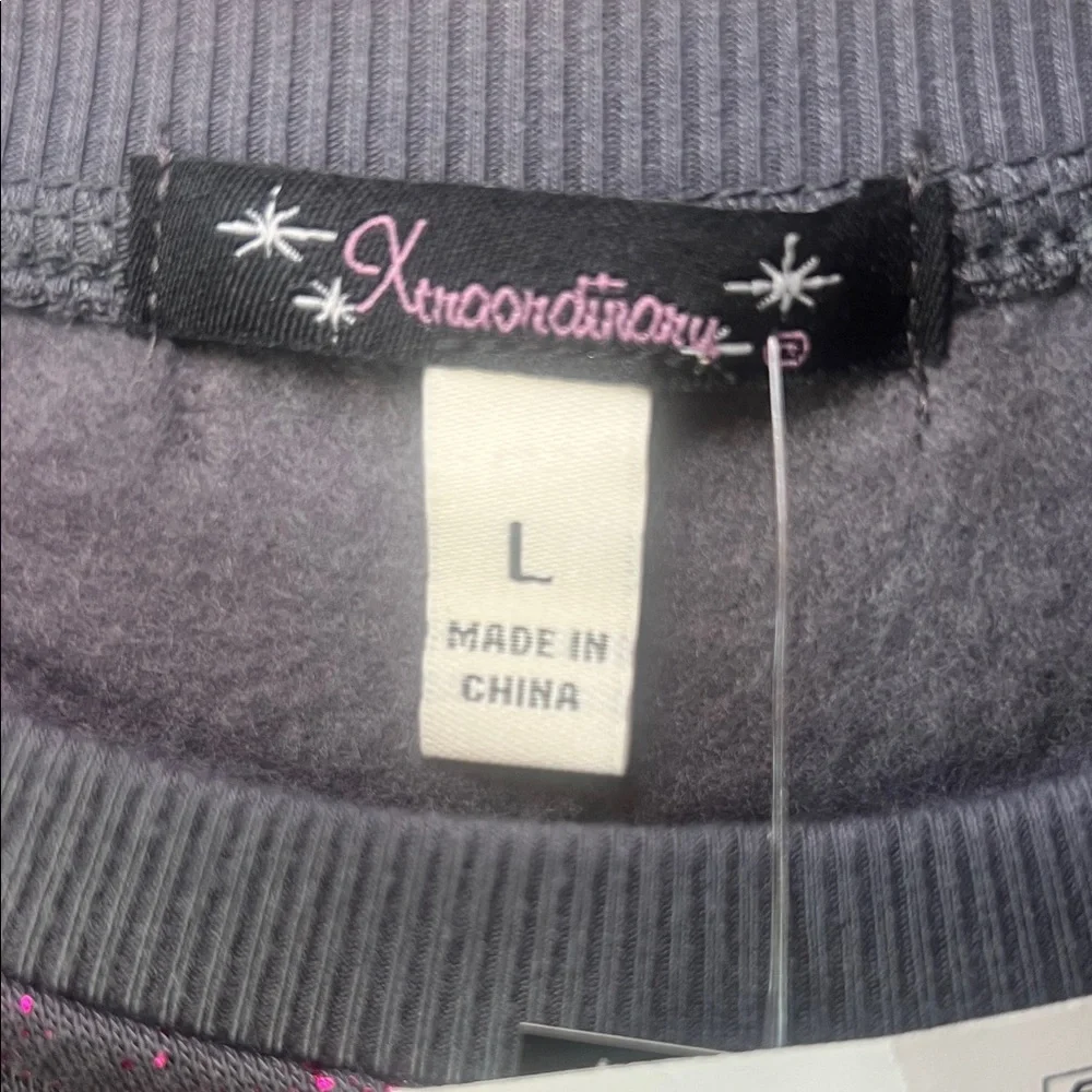 Xtraordinary Gray Sweatshirt with Pink Glitter Youth/girls size large - Picture 4 of 6
